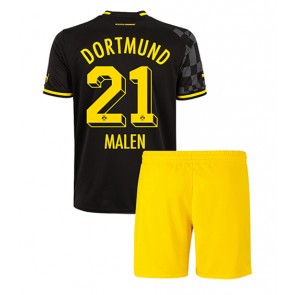 Borussia Dortmund Donyell Malen #21 babykläder Bortatröja barn 2022-23 Korta ärmar (+ Korta byxor)